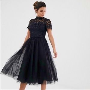 Chi Chi London Navy Lace and Tulle Dress NWT